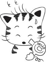 cat cartoon doodle kawaii anime coloring page cute illustration drawing clip art character chibi manga comic vector