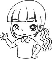 school girl cartoon doodle kawaii anime coloring page cute illustration drawing character chibi manga comic vector