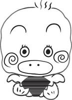 Pato dibujos animados garabatear kawaii anime colorante página linda ilustración dibujo acortar Arte personaje chibi manga cómic vector