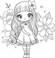 dibujos animados garabatear kawaii anime colorante página linda ilustración dibujo acortar Arte personaje chibi manga cómic vector