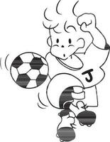 kicking ball sport cartoon doodle kawaii anime coloring page cute illustration drawing clip art character chibi manga comic vector