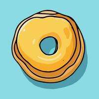 Donut icon. Vector illustration of a donut on a blue background.