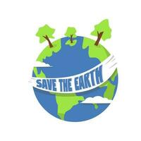 a banner with Save the Planet Earth lettering for earth and environment day concept design vector