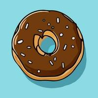 chocolate rosquilla en azul antecedentes. vector ilustración en dibujos animados estilo.