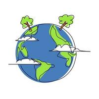 Ecology and environment concept. Earth planet with trees. Vector illustration