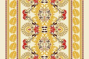 Ikat floral paisley embroidery on white background.Ikat ethnic oriental pattern traditional.Aztec style abstract vector illustration.design for texture,fabric,clothing,wrapping,decoration,scarf,carpet