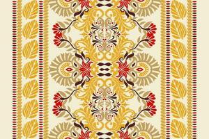 ikat floral cachemir bordado en blanco fondo.ikat étnico oriental modelo tradicional.azteca estilo resumen vector ilustración.diseño para textura,tela,ropa,envoltura,decoración,bufanda,alfombra