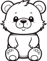 Bear, colouring book for kids,illustration png