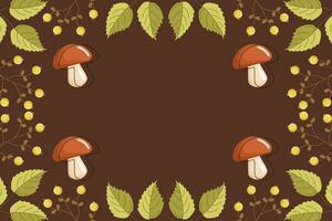 Autumn background with leaves, mushrooms and berries . Can be used for shopping sale, promo poster, banner, flyer, invitation, website. Vector illustration