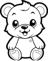 Bear, colouring book for kids,illustration png