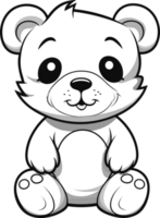 Bear, colouring book for kids,illustration png