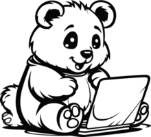 Bear is working, colouring book for kids,illustration png