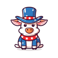 4th of July, Independence Day, PNG  Cartoon,Cow