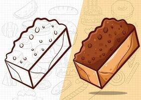 cartoon style brownie cake art illustration vector