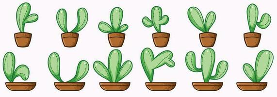cactus art illustration in cartoon style vector