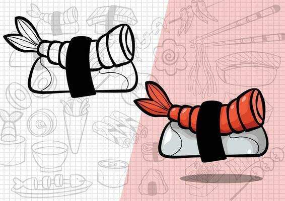 cartoon style japanese food illustration