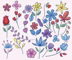 cartoon style flower art illustration vector