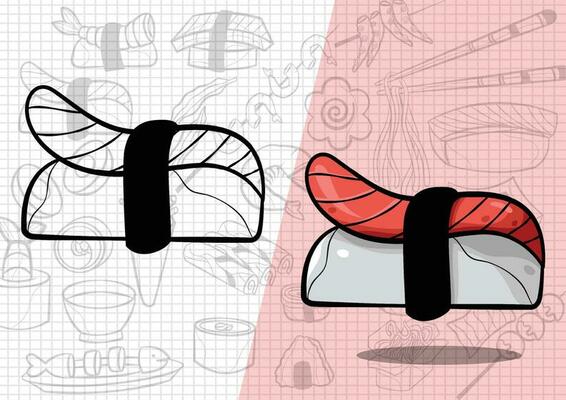 cartoon style japanese food illustration