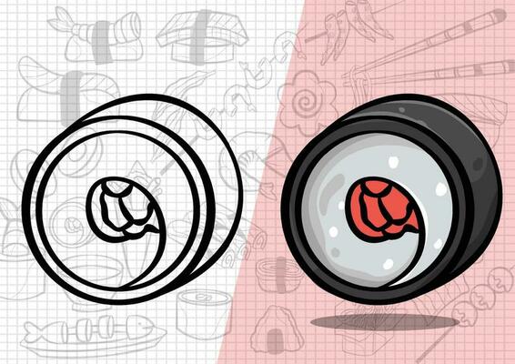 cartoon style japanese food illustration