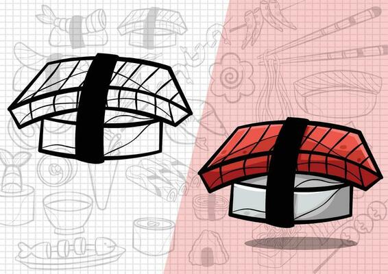 cartoon style japanese food illustration