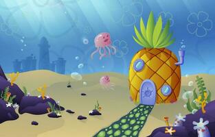 View of The Under Water Pineapple House vector