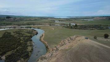 Landscapes Of A Green Valley With A River, Aerial View video