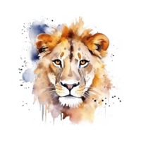 lejon vattenfärg huvud. illustration ai generativ png