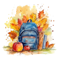 Watercolor back to school background. Illustration png