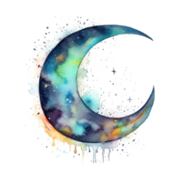 Watercolor moon. Illustration png