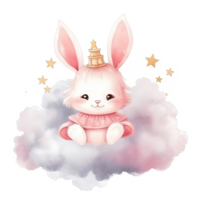 mignonne Princesse lapin. illustration ai génératif png