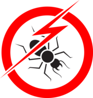 Insect termite in red forbidding spark circle. Anti termite Insect sign, pest control icon. termite pest control stop sign png