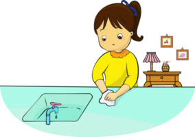 Girl wash the wound and first aid for bleeding isolated illustration png