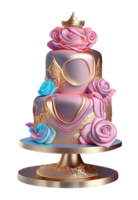 Royal échelonné rose Princesse gâteau ai généré png