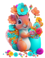 Spring Floral Squirrel png