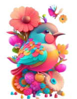 Spring Floral Bird AI Generated png