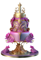 Royal échelonné rose Princesse gâteau ai généré png