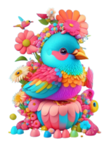 primavera floral pájaro ai generado png