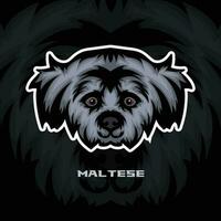 Maltese Dog Face Vector Stock Illustration, Dog Mascot Logo, Dog Face Logo vector