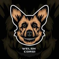 Welsh Corgi Dog Face Vector Stock Illustration, Dog Mascot Logo, Dog Face Logo vector