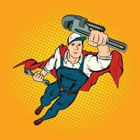 Super Hero Plumber vector, Pop Art Comic Super Hero Plumber Vector Stock Illustration