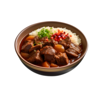 rendang indonésio tradicional Comida com ervas e especiarias. ai gerado png