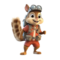 3D Realistic Cute Squirrel Mascot png