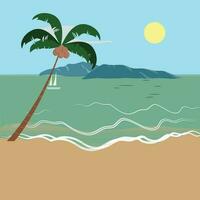 Beach and tropical sea with bright sun vector