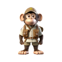 3d realista fofa macaco mascote ai gerado png