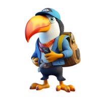 3d réaliste mignonne toucan mascotte ai généré png
