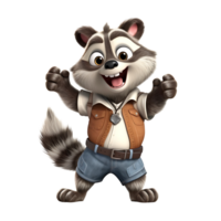 3d réaliste mignonne raton laveur mascotte ai généré png