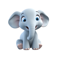 3d realistisch schattig olifant ai gegenereerd png