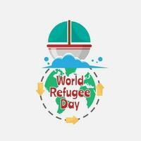 World Refugee Day with illustration of boat escapes around the world vector