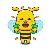 bee holding money cartoon vector illustration.