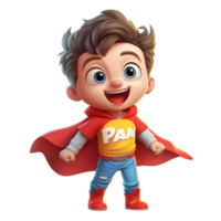 3d render little boy in superhero costume, mascot. AI Genereated png